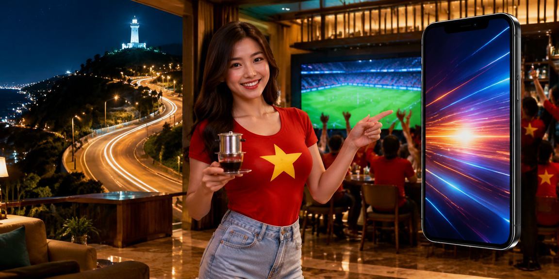 Người dùng tại Vũng Tàu thư giãn bên ly cà phê khi sử dụng ứng dụng casino trên điện thoại